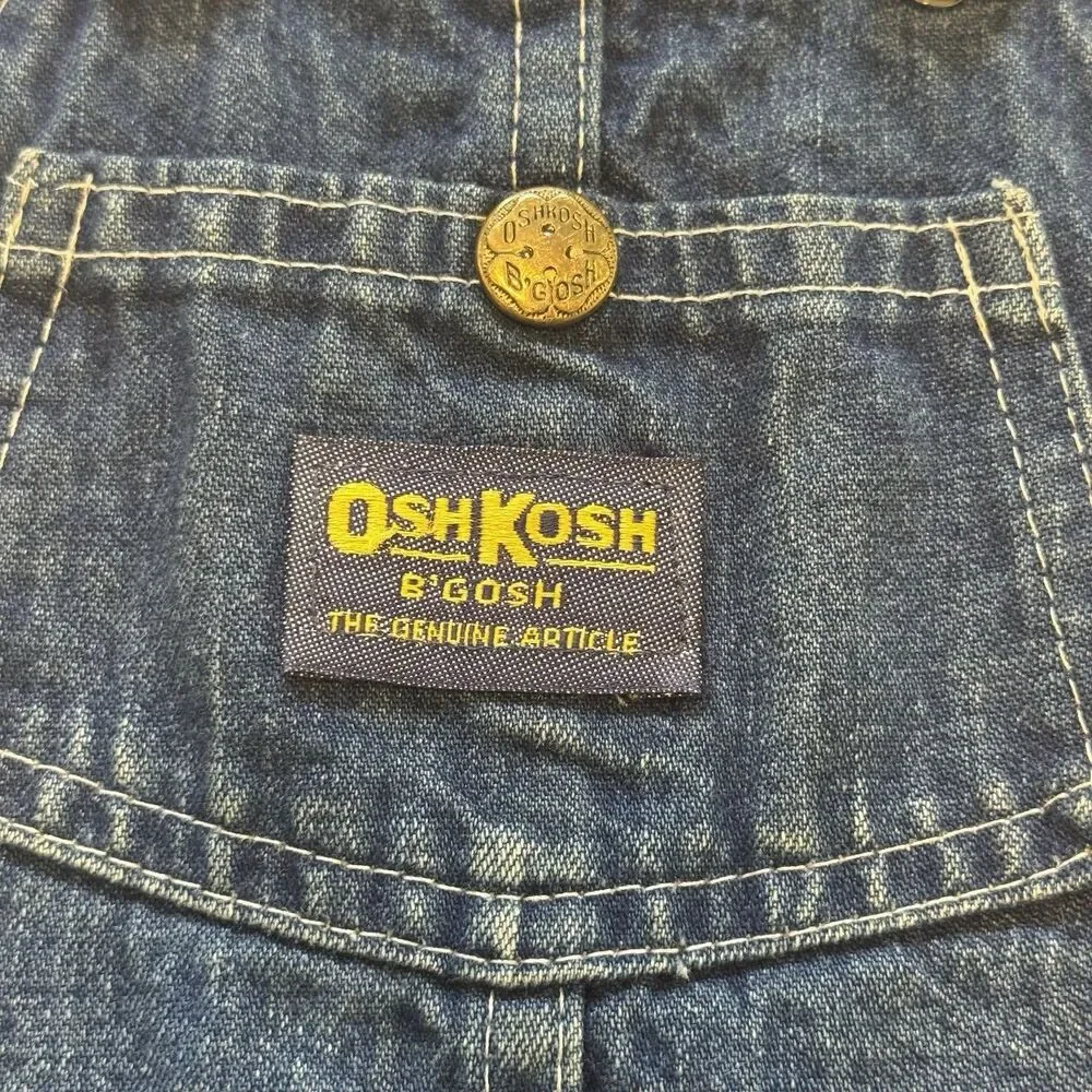 Vintage 80s 90s OshKosh B’gosh Overalls Kids Size 4 USA Union Made USA Denim